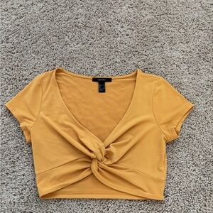 Forever 21 Mustard Yellow Twist-Front Crop Top